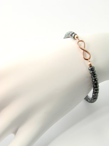 Infinity Charm Bracelet Hematite