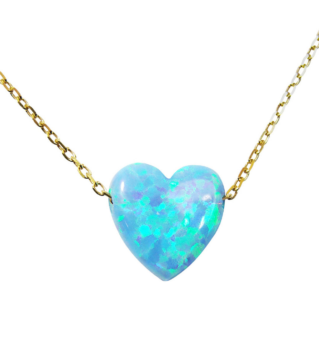 Opal Heart Necklace Gold Plated 925 Sterling Silver Chain – Martinuzzi ...