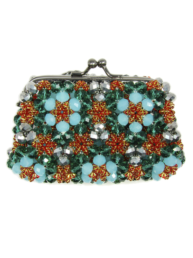 Beaded Aquamarine Purse Small Cocktail Glamorous High Style Women ...