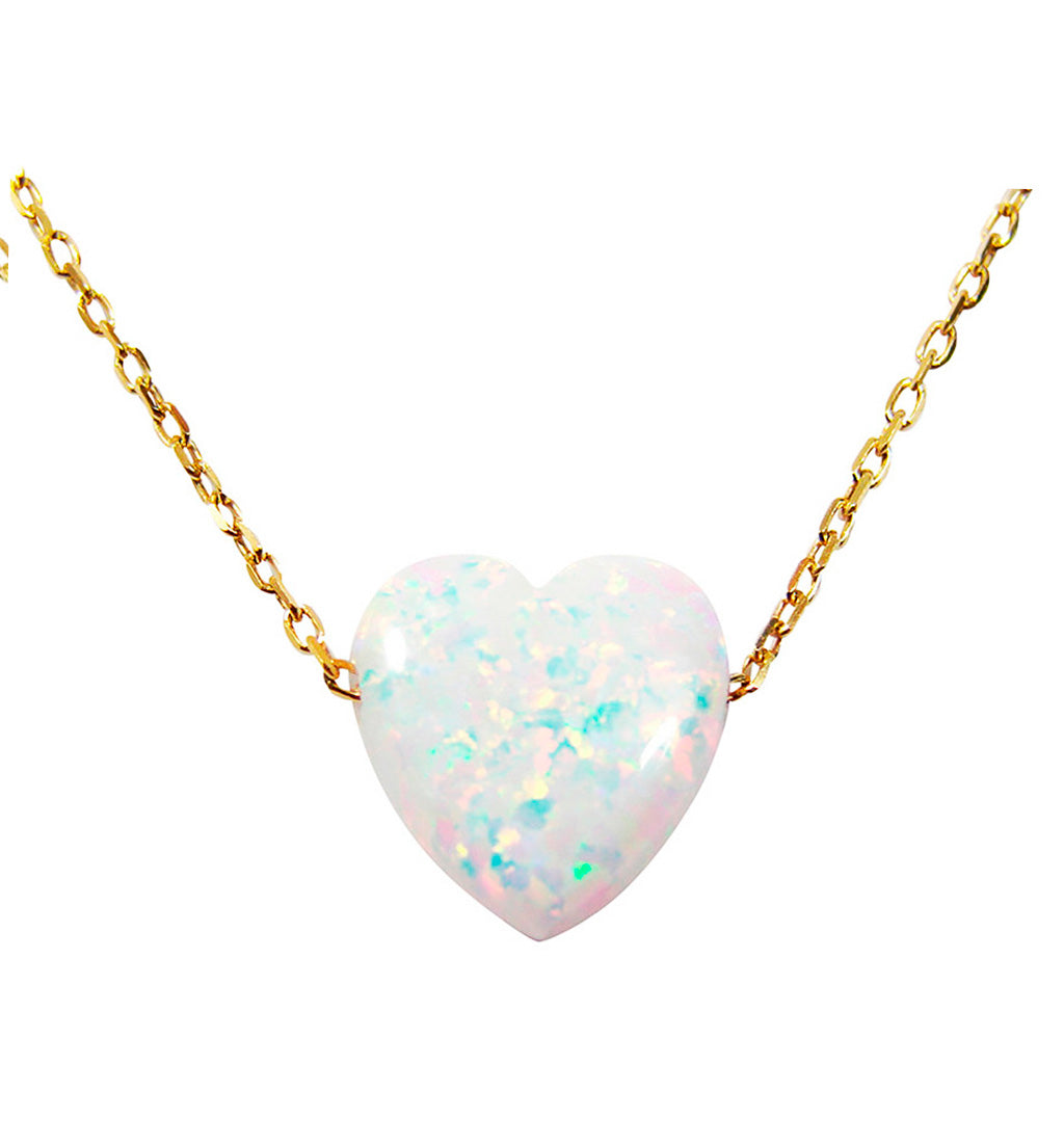 Opal Heart Necklace Gold Plated 925 Sterling Silver Chain – Martinuzzi ...