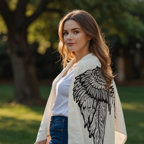 embracing the angel wing kimono