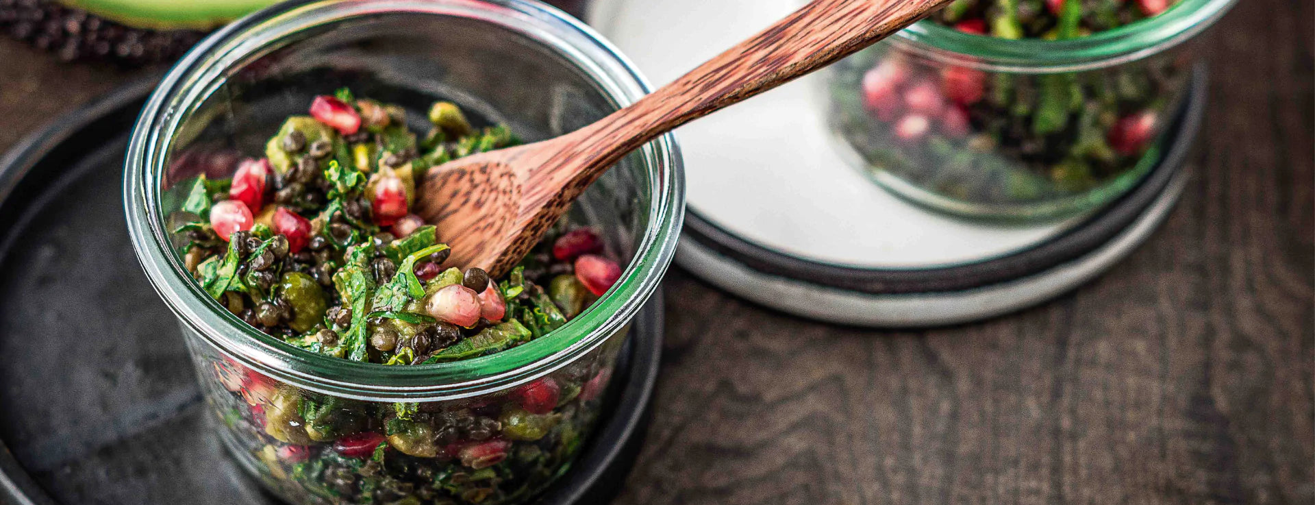 Berglinsensalat mit Greens und Kürbiskernen