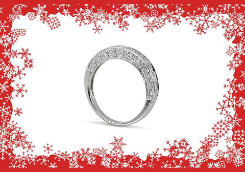 three-sided pave diamond eternity band white gold ring