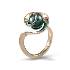 cultured Tahitian or freshwater pearl, crafted in white or rose gold with sparkling diamonds.