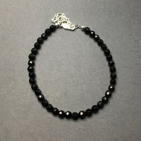 Black Onyx Faceted Gemstone Bead Sterling Silver Bracelet by Josephine Grasso