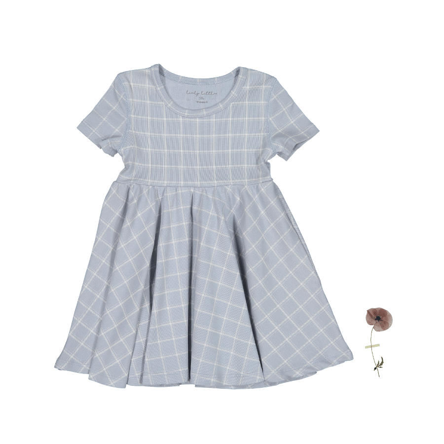 The Printed Short Sleeve Dress - Blue Grid - Lovely Littles product image