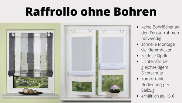 Raffrollo ohne Bohren günstig kaufen | Clever-Kauf-24 | Raffrollos