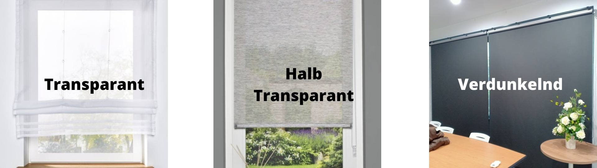 Unterschied Rollos transparent, halbtransparent, verdunkelnd