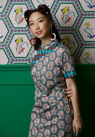 Nala Long Cheongsam in Iris available online at Wyld Shop