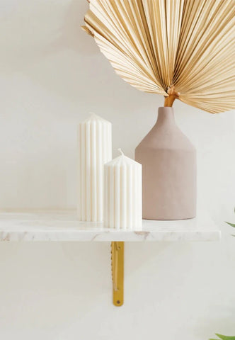 Home decor at WYLD shop: Ava and Grace ribbed pillar candle set by Mira