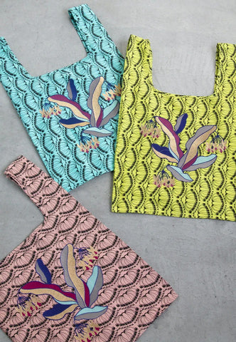Nala Designs cotton shopper bags Hoya plant print with flower design