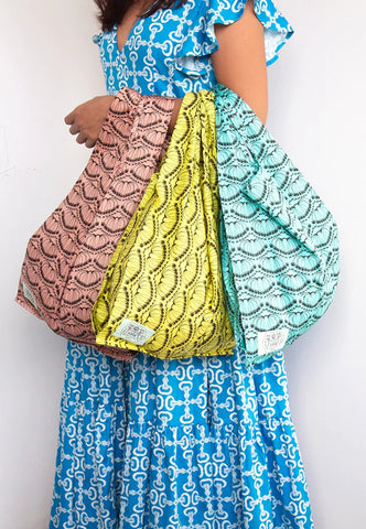 Nala Designs Hoya plant print colourful cotton shopper bags 
