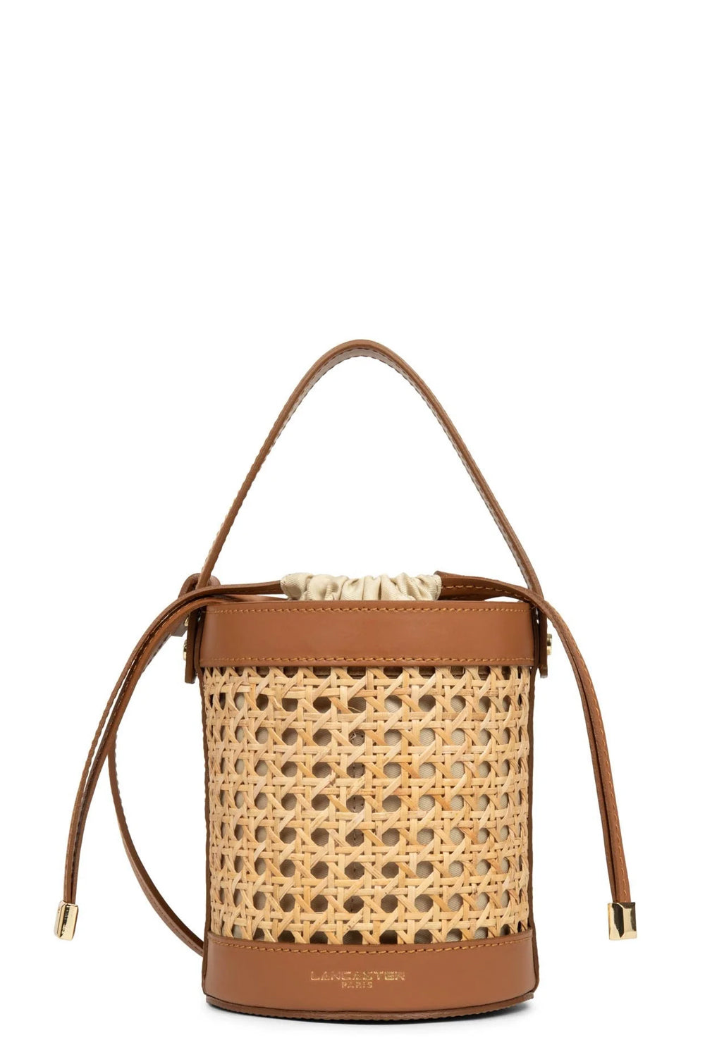 Image of LANCASTER Secchiello Cannage Rotin in rattan e pelle