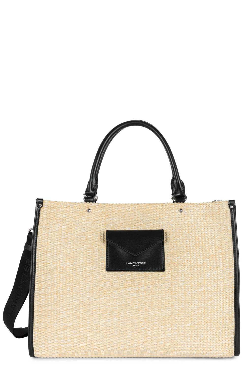 Image of LANCASTER Borsa shopper in vimini e pelle