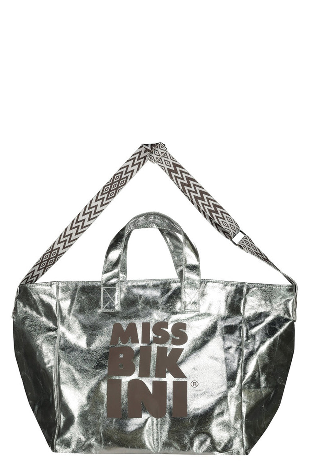 Image of        MISSBIKINI Borsa mare canvas spalmato con logo