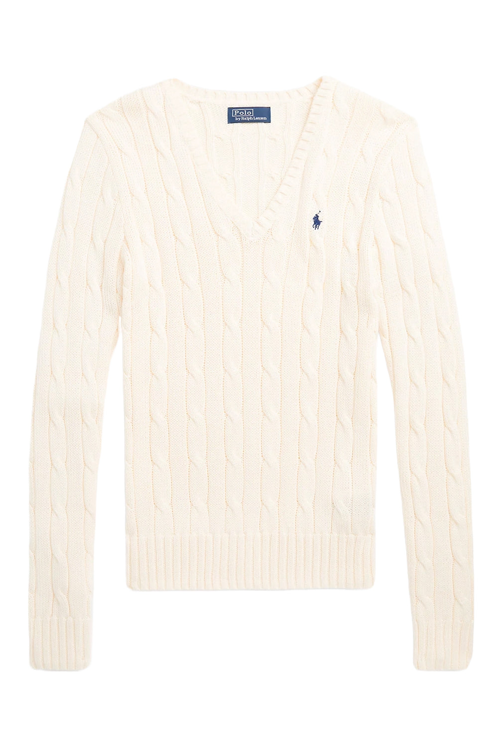 Image of        POLO RALPH LAUREN Maglia in cotone a trecce con scollo a V