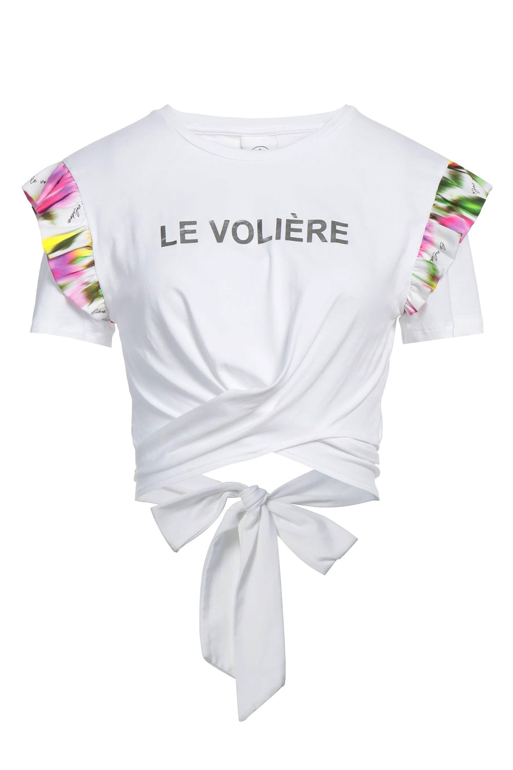 Image of LE VOLIRE Tshirt crop con lacci