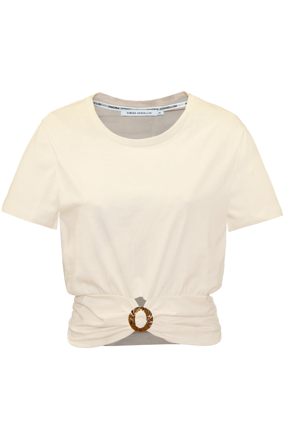 Image of        SIMONA CORSELLINI T-shirt con accessorio oro