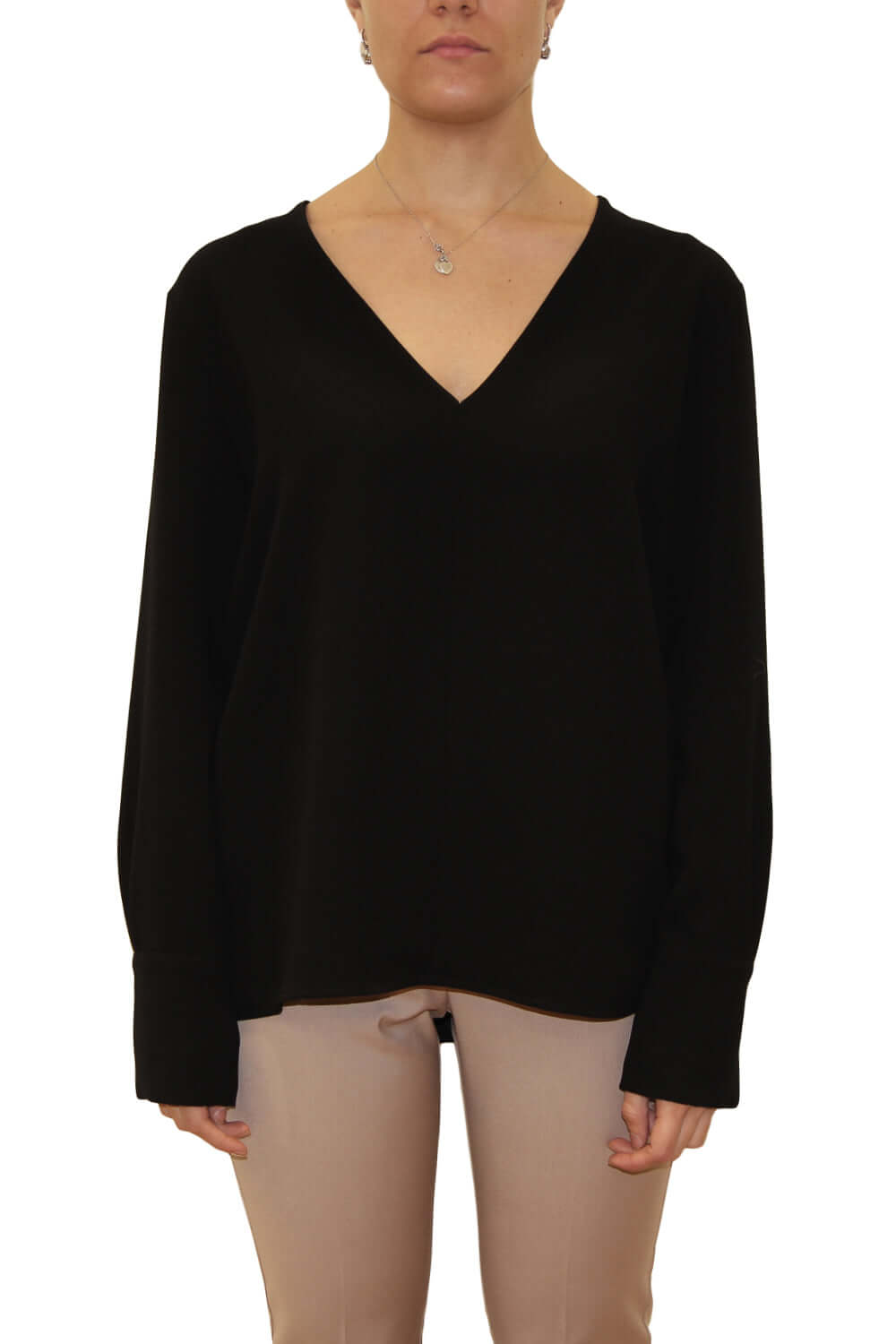 Image of JUCCA Blusa in crepe scollo a V