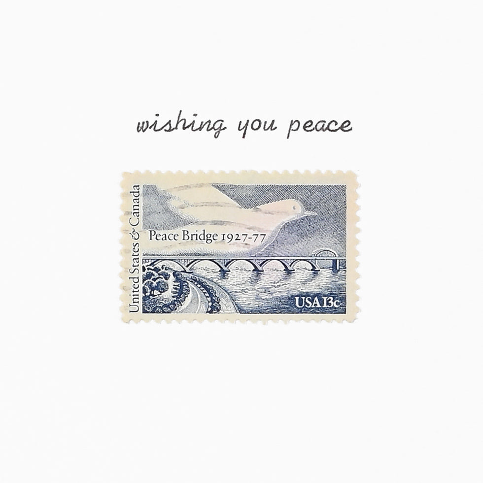 Wishing You Peace Vintage Stamp Greeting Card