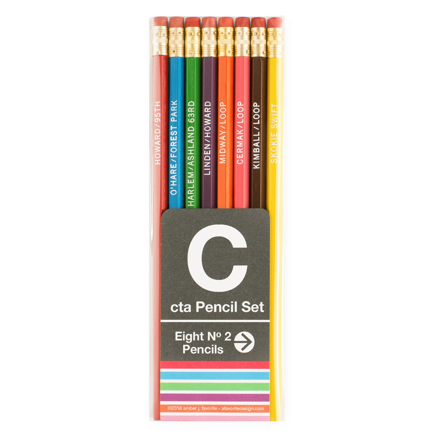 Chicago Transit Authority CTA No. 2 Pencils Set of 8