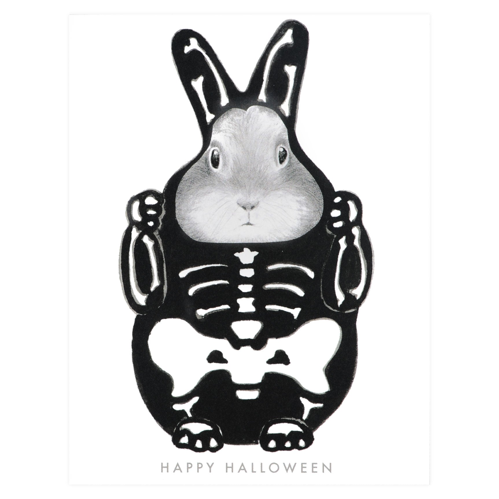Skeleton Costume Bunny Halloween Card