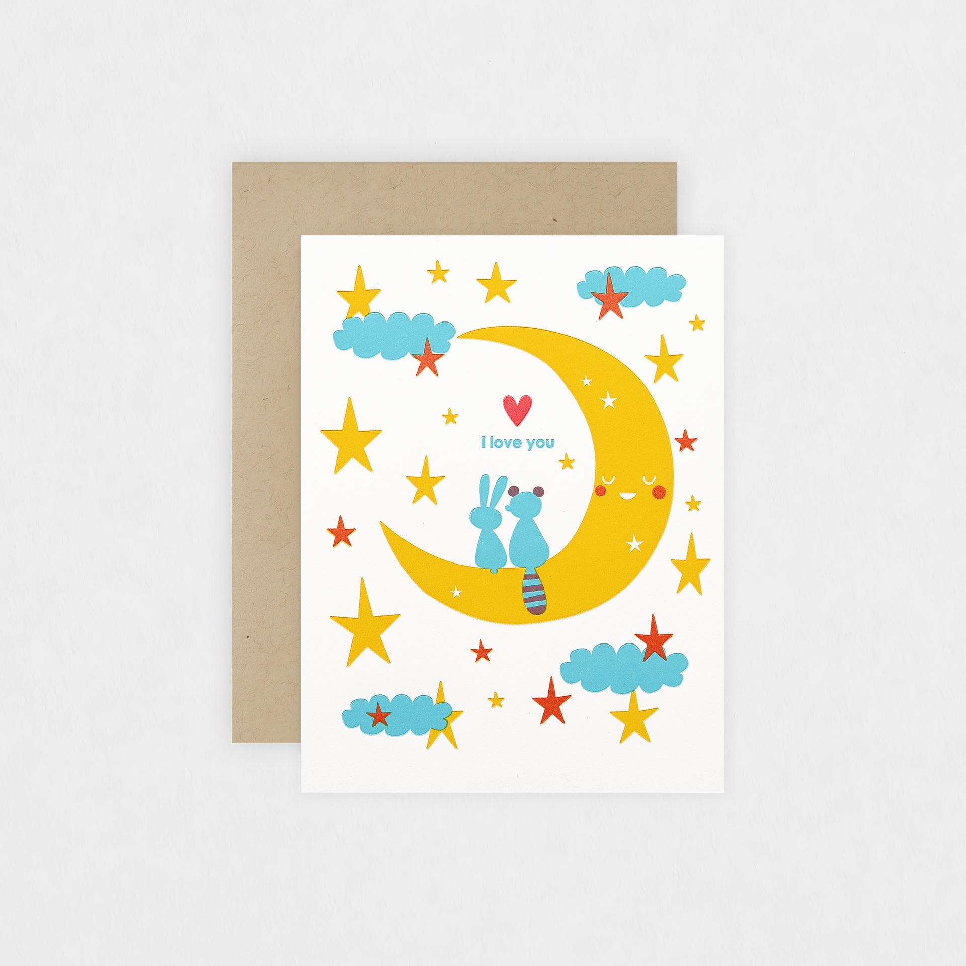 I Love You Raccoon Bunny Moon Greeting Card