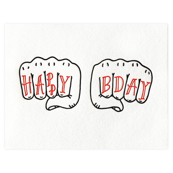 Bench Pressed Happy Birthday Tattoo Greeting Card - GREER 