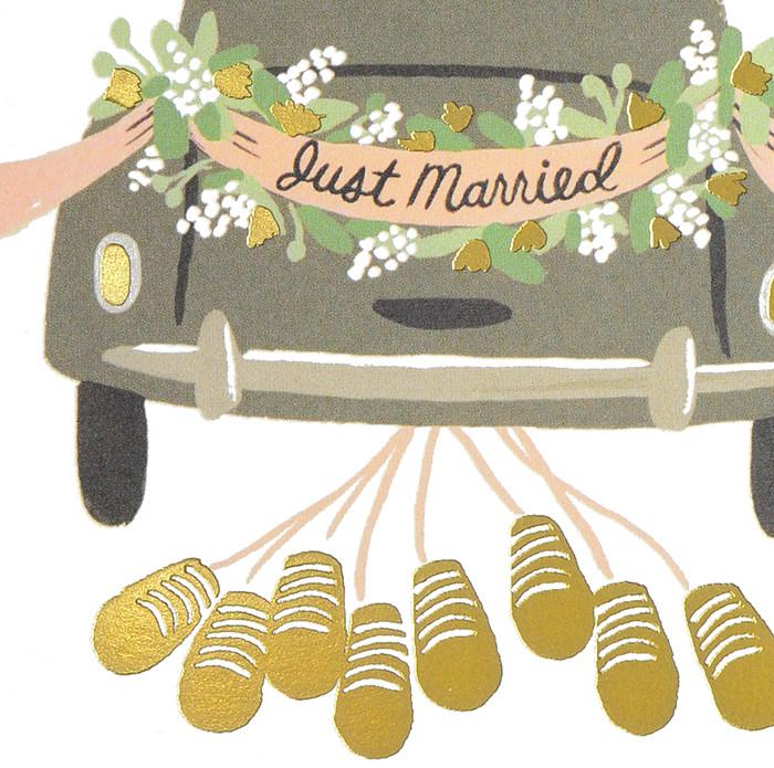 Just Married Getaway Wedding Card