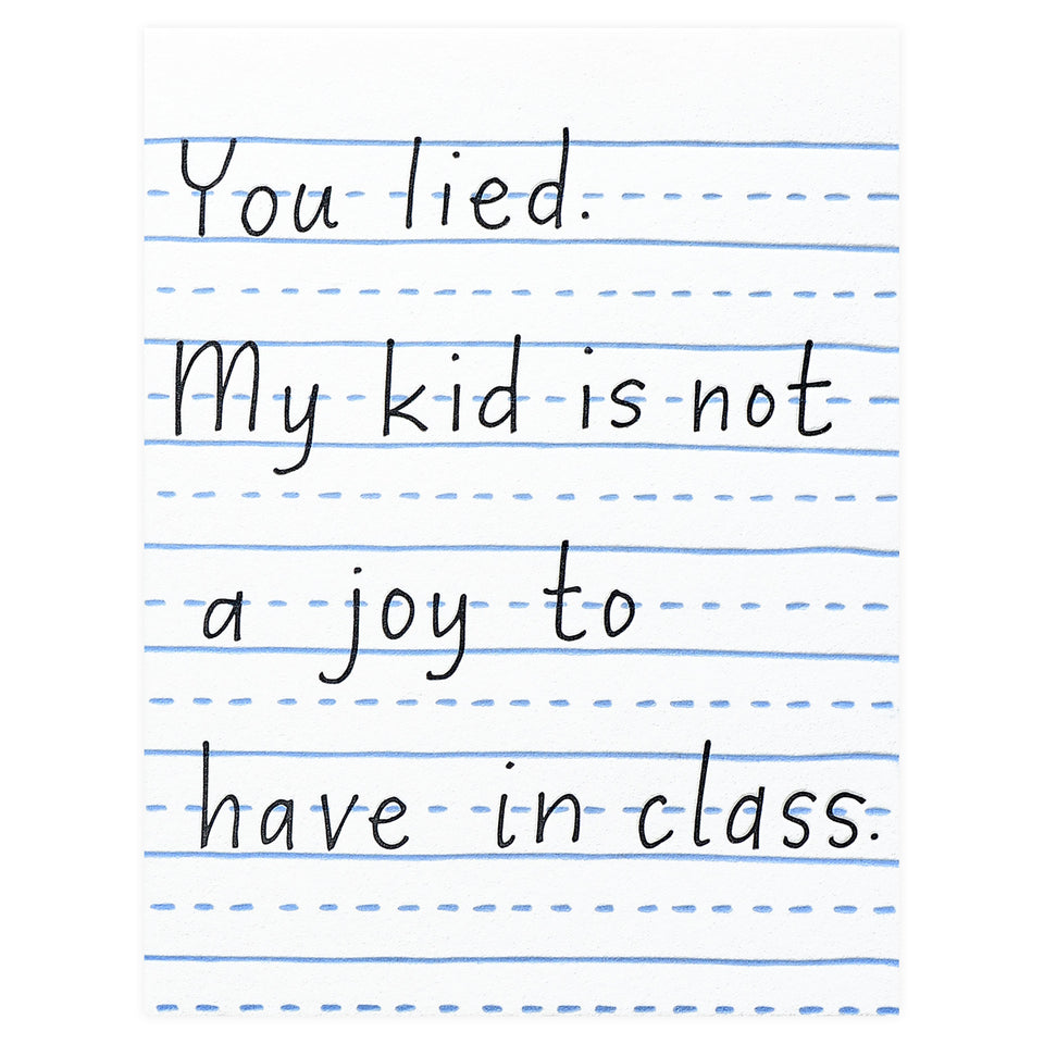 Printerette Press My Kid Is Not A Joy In Class Teacher Thank You Card Greer Chicago