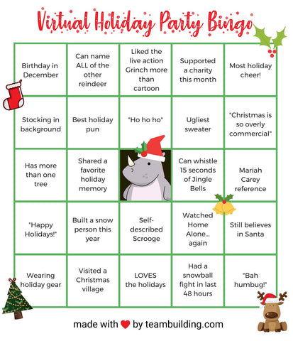 Bingo for Your Virtual Office Holiday Party
