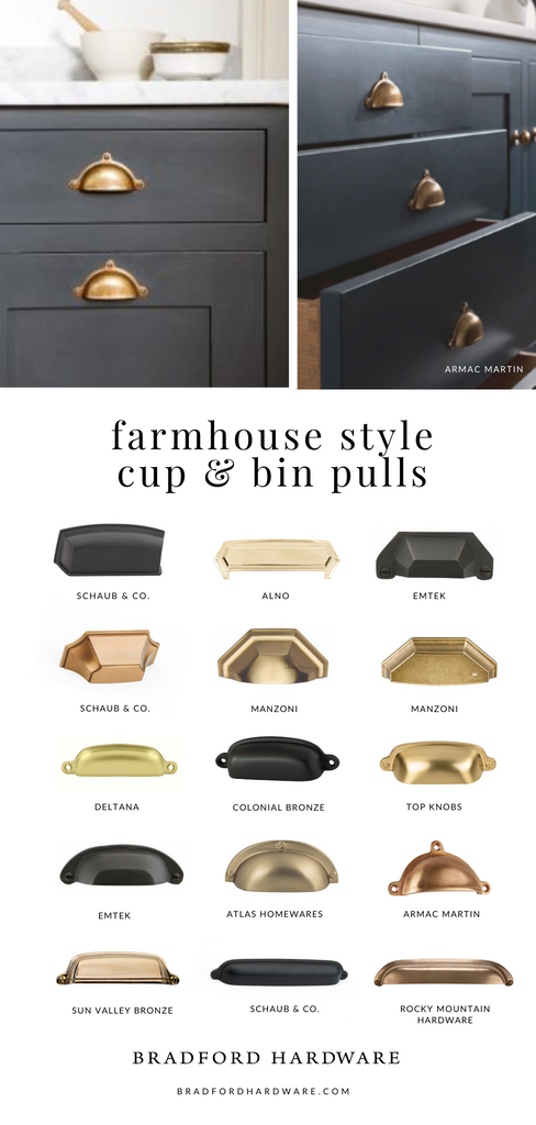 Farmhouse style cup bin pull handles