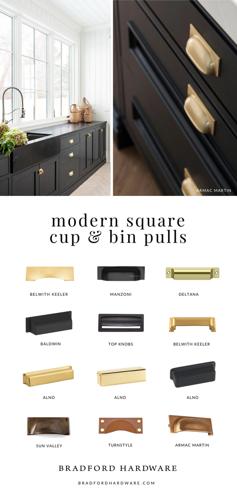 Modern Square Cup Bin Cabinet Pull Handles 