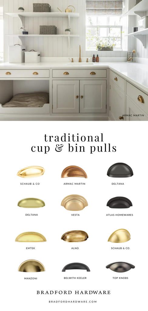 Traditional Classic Style Bin Cup Pull Handles