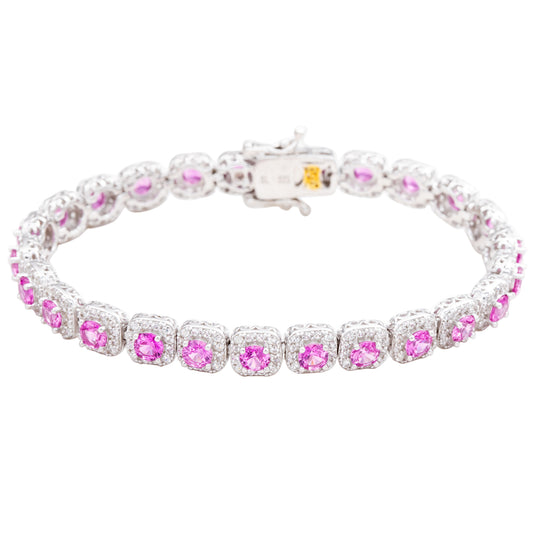 Pink Sapphire Flower Bracelet