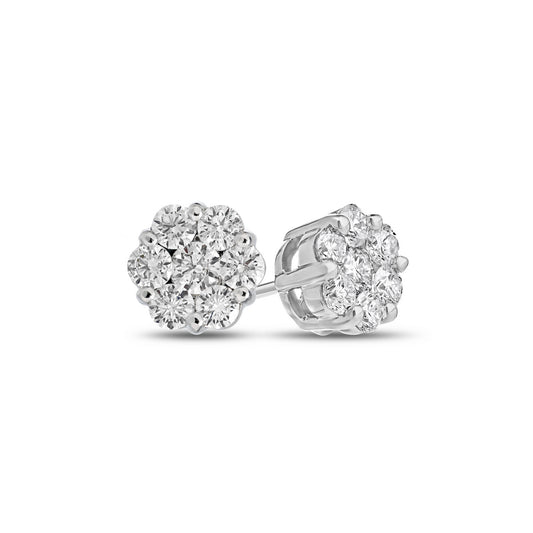 14k White Gold Diamond 3 Petal Flower Studs – Laura Pearce Ltd.