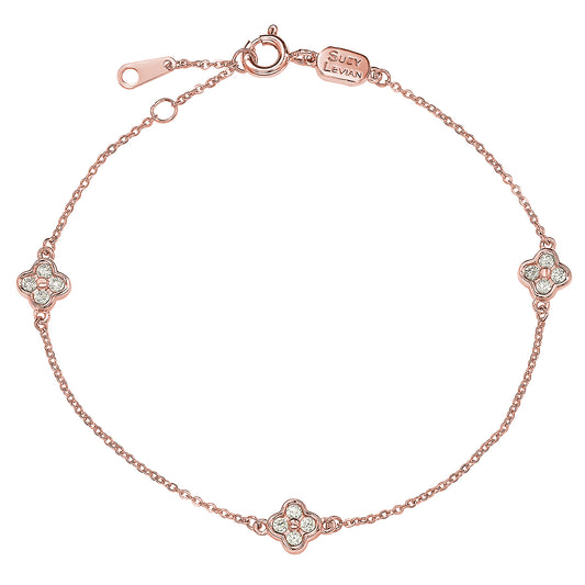 Italian Diamond Clover Quatrefoil Bracelet, .30 Carats in 14k Yellow Gold LV