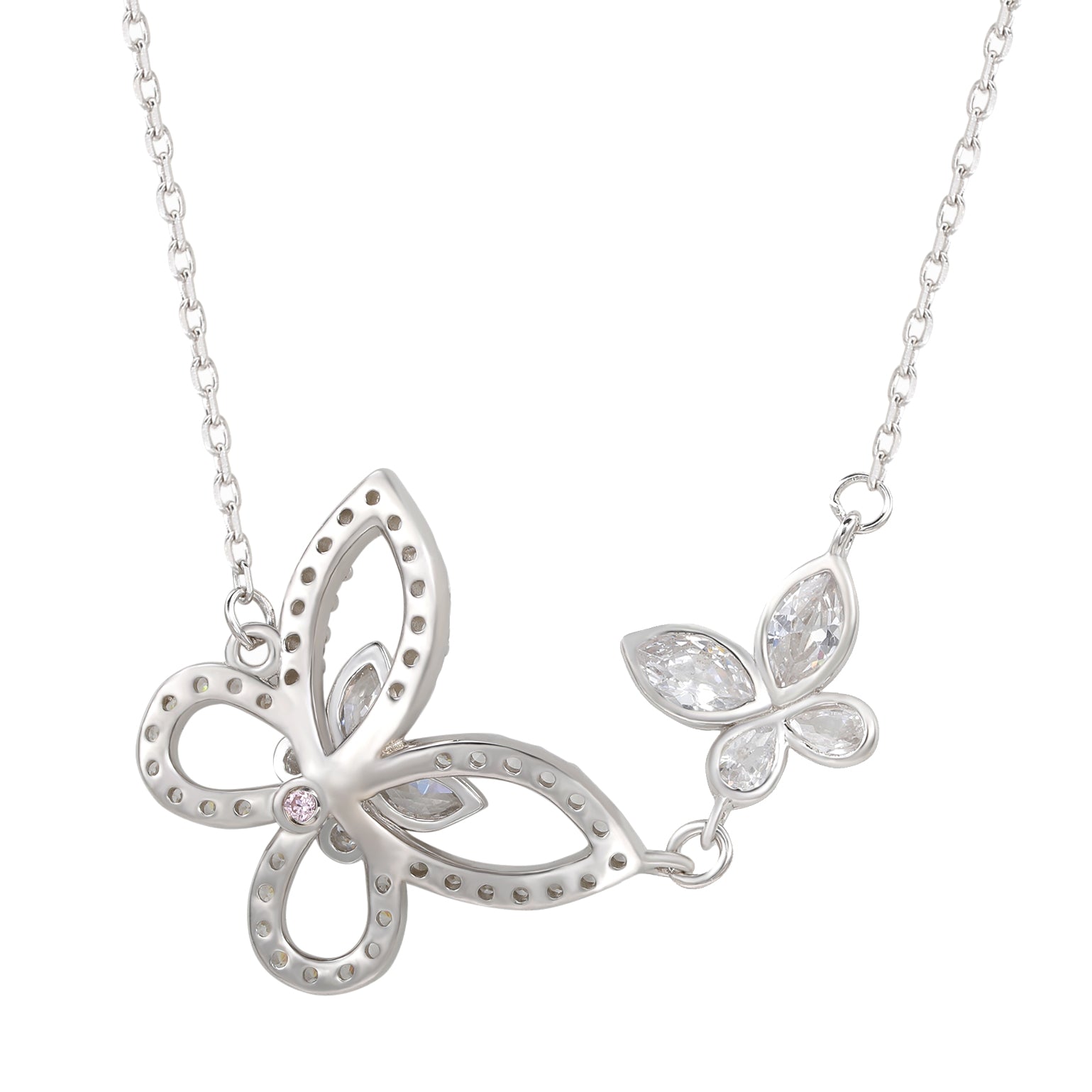 sterling silver cubic zirconia butterfly necklace