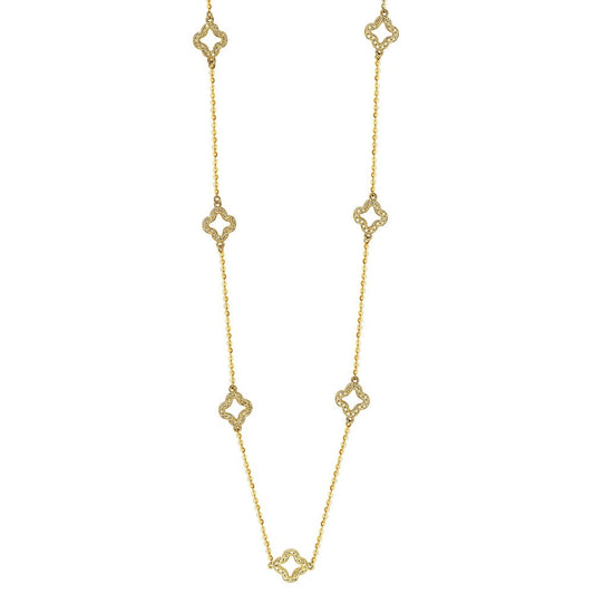 Suzy Levian 14K Yellow Gold .40ttw Diamond Clover By The Yard Necklace