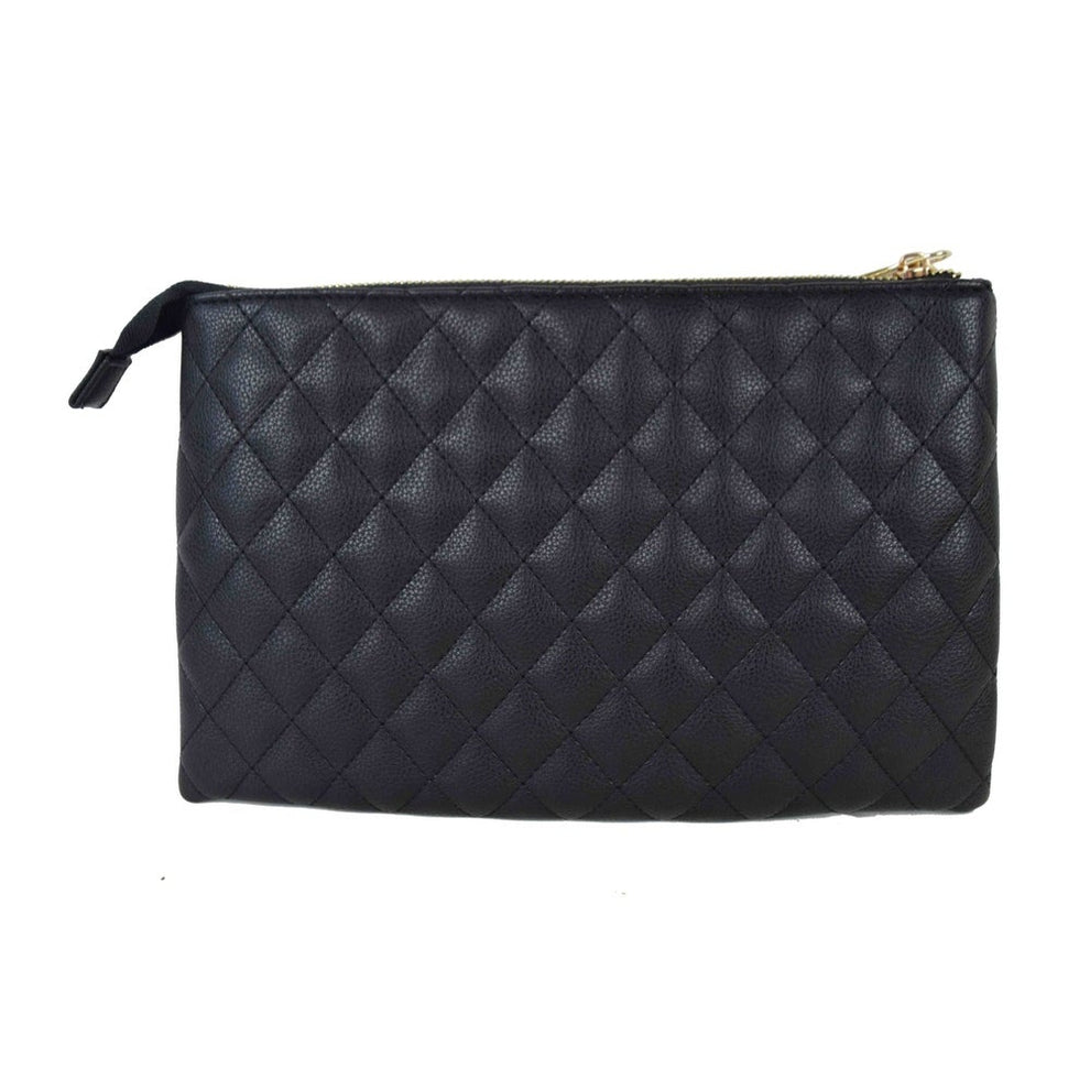 Suzy Levian Medium Faux Leather Quilted Clutch Handbag, Black – SUZY ...