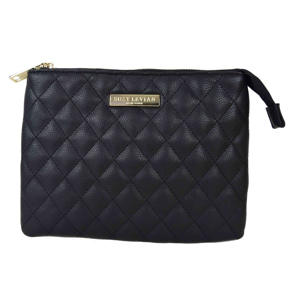 Suzy Levian Small Faux Leather Quilted Clutch Handbag, Navy – SUZY LEVIAN  NEW YORK
