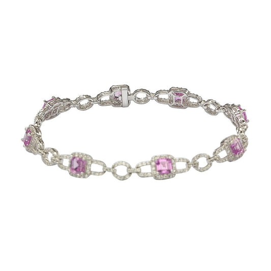 Pink Sapphire Flower Bracelet