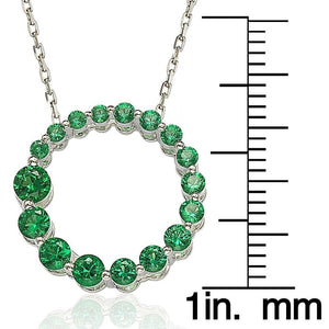 Suzy Levian Sterling Silver Cubic Zirconia Circle Journey Necklace -GREEN