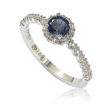 Load image into Gallery viewer, Suzy Levian Sterling Silver Sapphire (0.54cttw) &amp; Diamond Accent Petite Bridal Ring