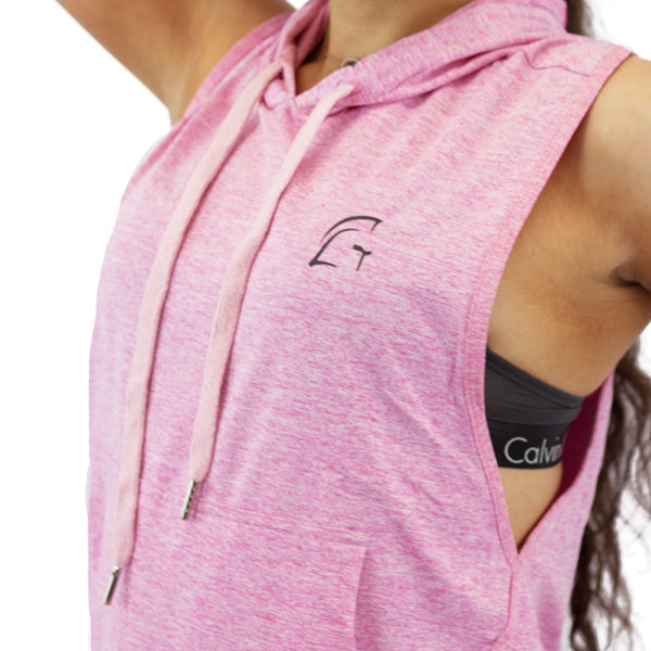 pink sleeveless hoodie