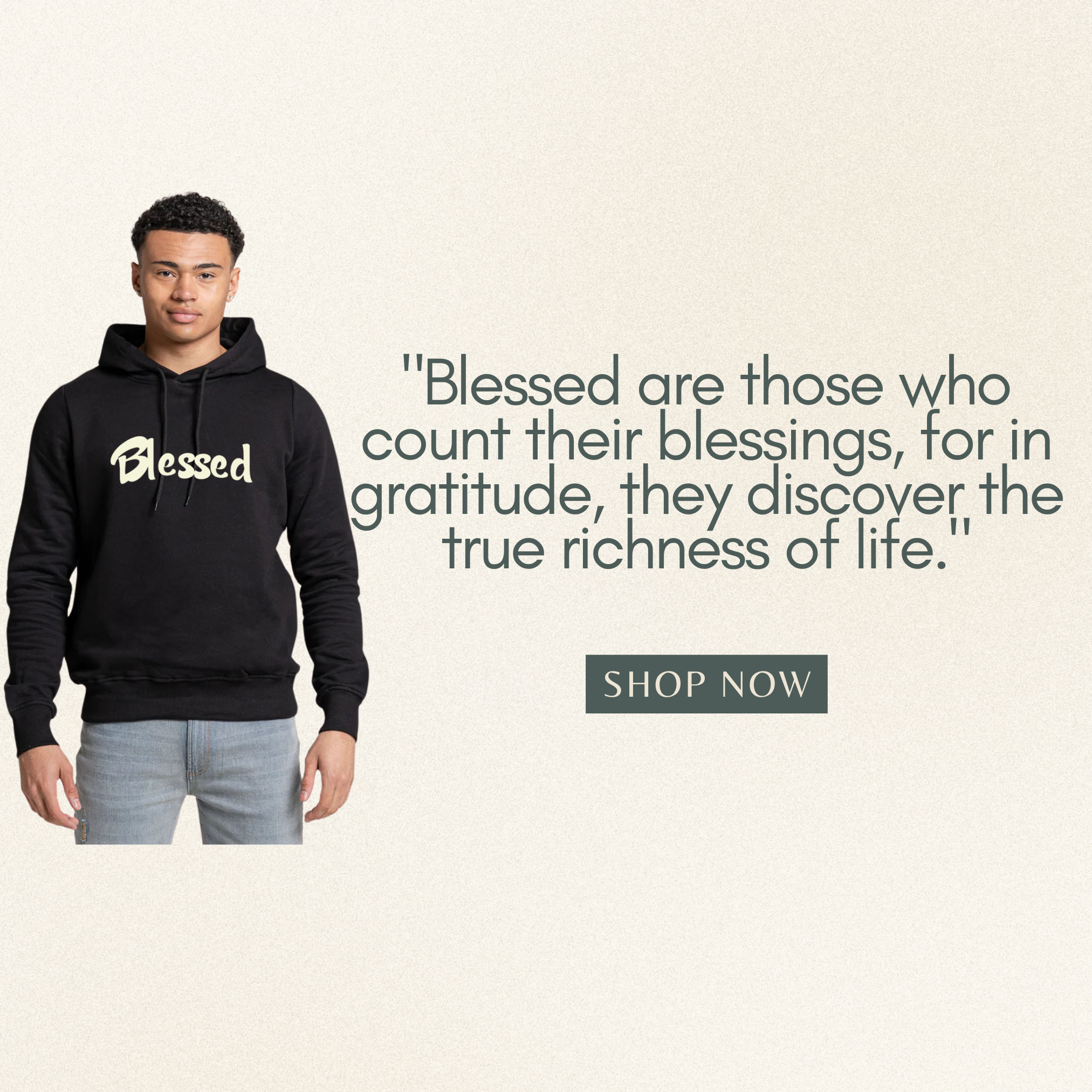 Blessed Hooded Sweatshirt on model in black.png__PID:3d7a6b1b-0903-48f3-bff1-c4c355f959c6