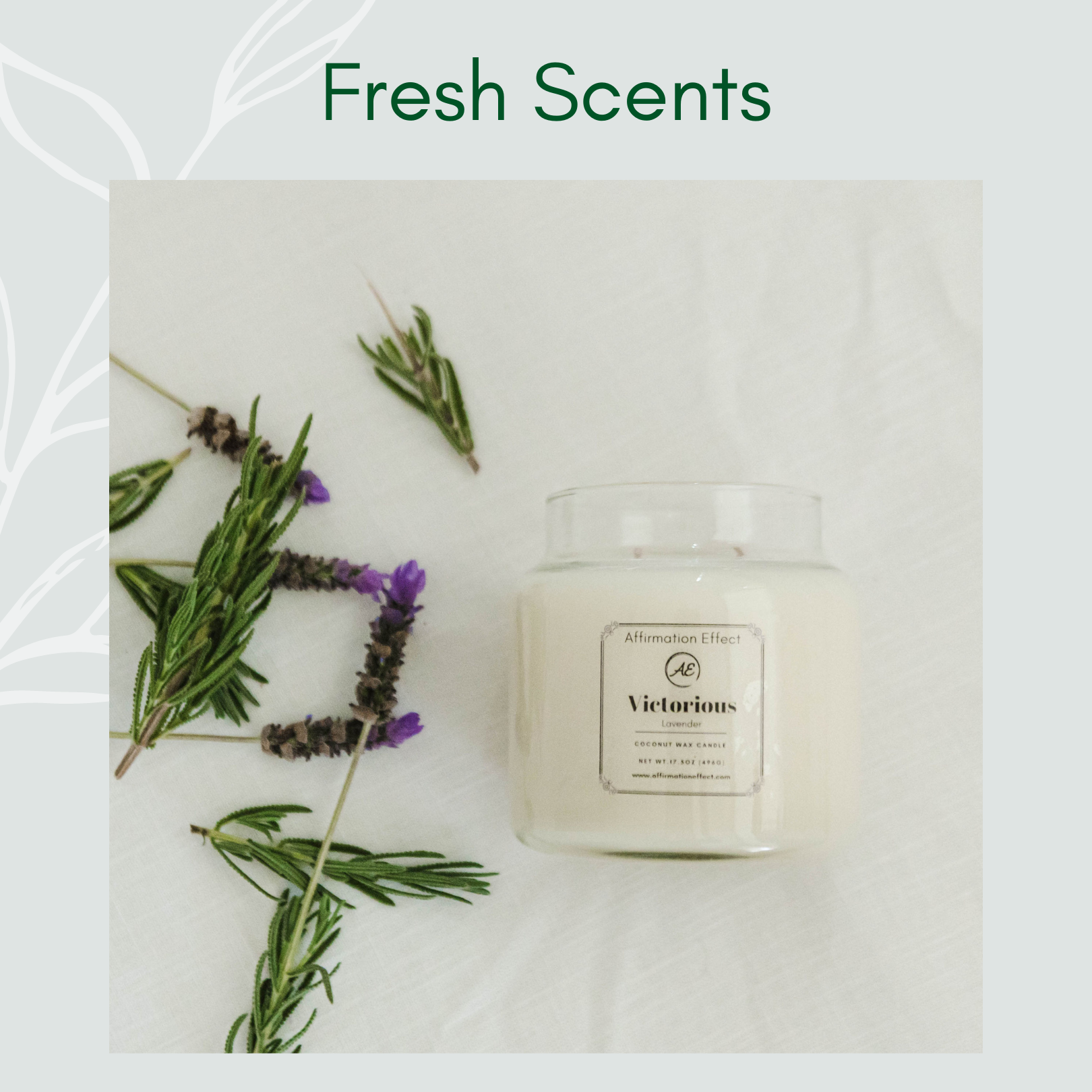 An uplifting image of coconut wax candles, radiating positive vibes with a serene ambiance. The candles are beautifully crafted, emitting a refreshing and invigorating fragrance. Each candle features a unique positive affirmation, promoting a sense of well-being and mindfulness