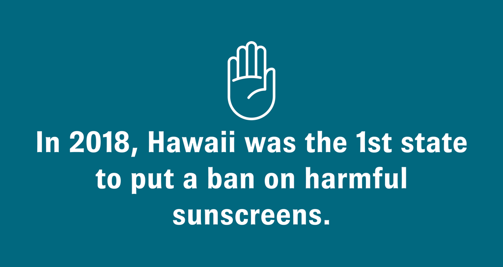 Illustration of a hand in a “stop” position with text that reads, “In 2018, Hawaii was the 1st state to put