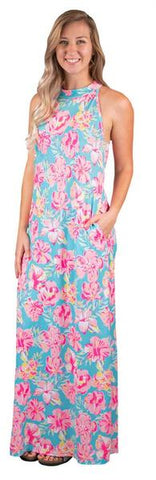 Hibiscus Flower Print Maxi Dress