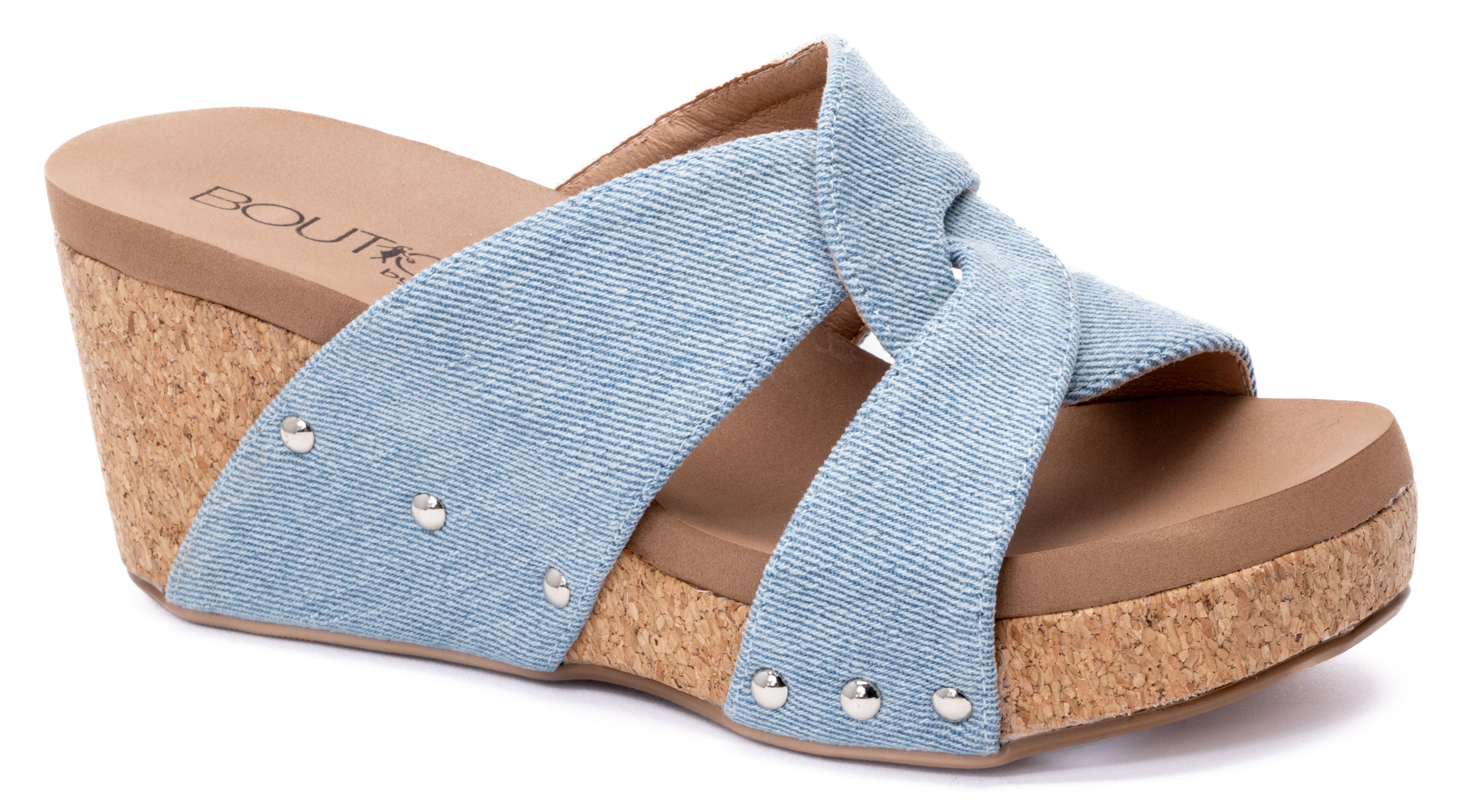 Bonny Wedge by Corky’s - Light Blue Denim